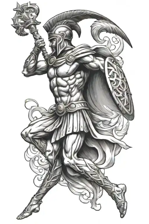 spartan god Hermes tattoo design idea