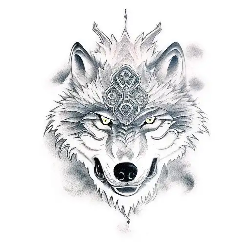wolf vs dragon fight tattoo design idea