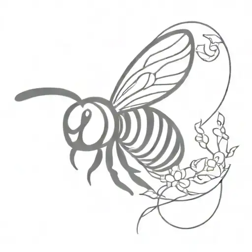 bee flying tattoo design idea