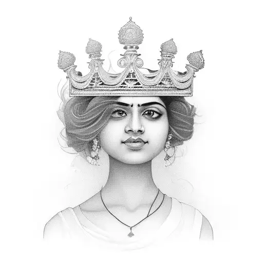 A portrait of Harshita with a crown of roses, showcasing the client's admiration and adoration for their wife tattoo design idea