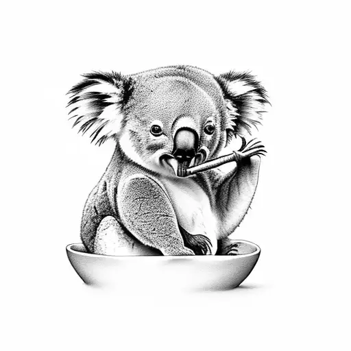 cute koala eating dumplings tattoo design idea