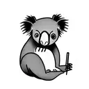 cute koala eating dumplings tattoo design idea