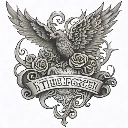 carved text i dub thee unforgiven tattoo design idea