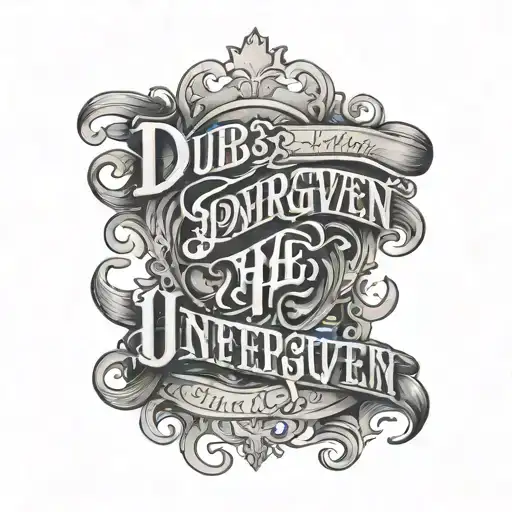 text "i dub thee unforgiven" tattoo design idea
