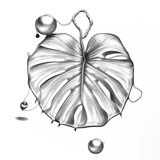 simple monstera plant with string of pearls  tattoo design idea