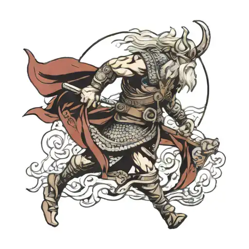 Norse mythology. Viking. old warrior. running out of time.  tattoo design idea