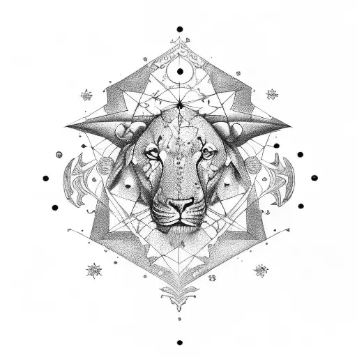 Leo and Aquarius constellations with stars tattoo design idea