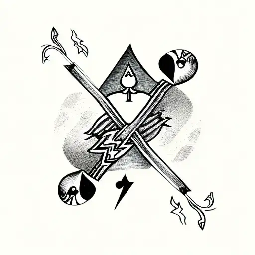 ace of hearts playing card with lightning bolt tattoo design idea