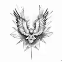 An eagle soaring through a stormy sky with lightning bolts tattoo design idea