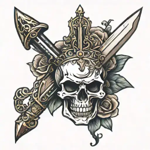skull with dagger tattoo design idea