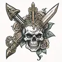 skull with dagger tattoo design idea