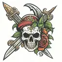 skull with dagger tattoo design idea
