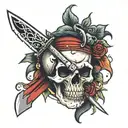 skull with dagger tattoo design idea