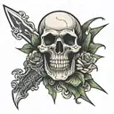 skull with dagger tattoo design idea