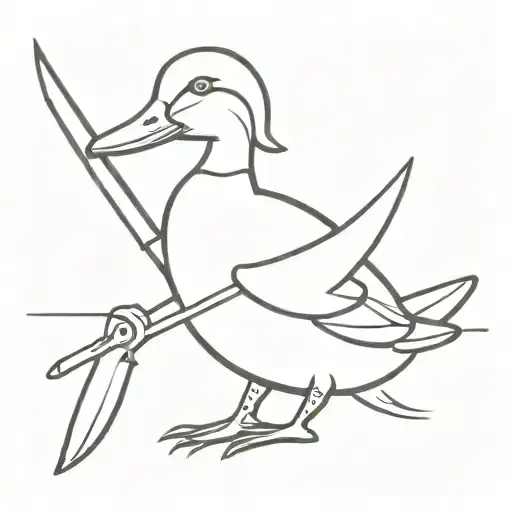 duck holding knife tattoo design idea