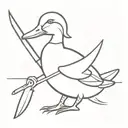 duck holding knife tattoo design idea
