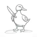 duck holding knife tattoo design idea