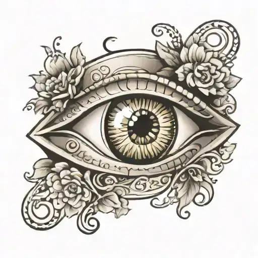 oval diamond in the center of the eye   tattoo design idea