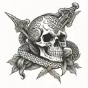 Skull and Snake wrapped around sword tattoo design idea