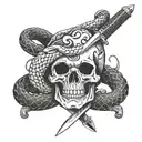 Skull and Snake wrapped around sword tattoo design idea
