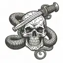 Skull and Snake wrapped around sword tattoo design idea