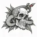 Skull and Snake wrapped around sword tattoo design idea