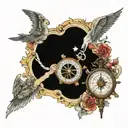 map compass arc angel michael tattoo design idea