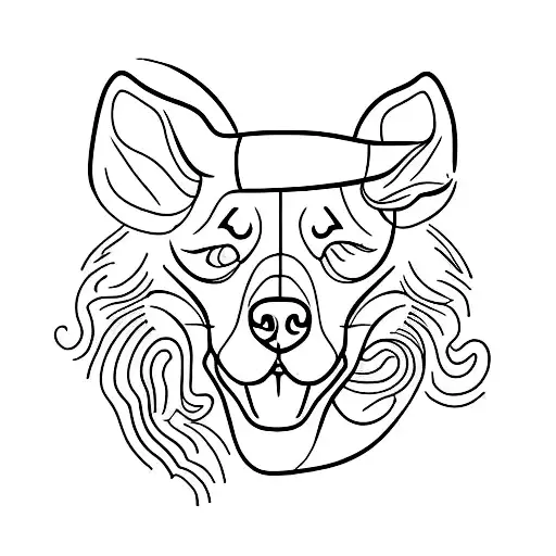A minimalist tattoo of a belgian malinois walking in nature tattoo design idea
