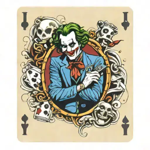 joker,  laugh, joker playing card tattoo design idea