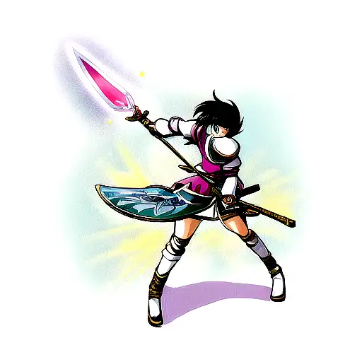 sword shield spear fantasy tattoo design idea