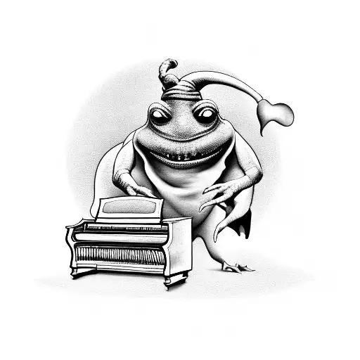 Oogie Boogie playing a sinister melody on a piano tattoo design idea