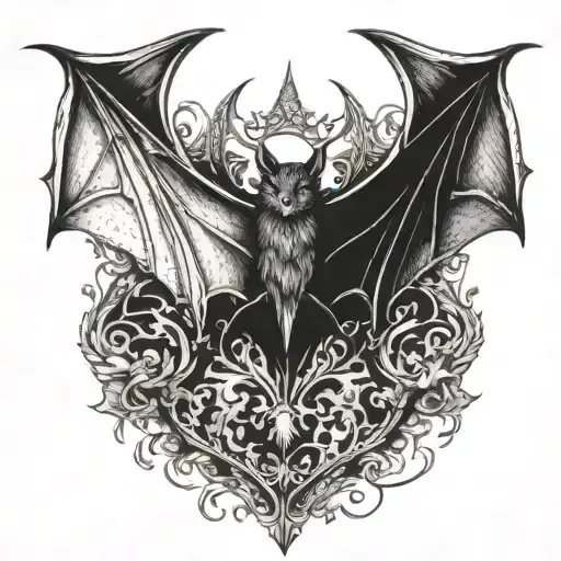 Fantasy bat with spread wings tattoo design idea