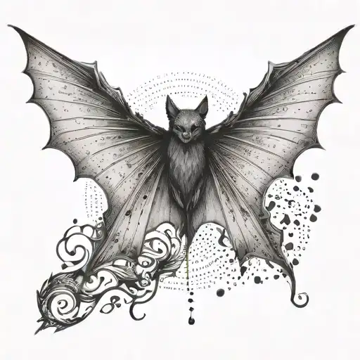 Fantasy bat with spread wings tattoo design idea