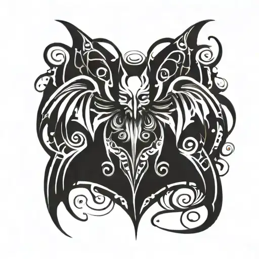 Fantasy bat with spread wings tattoo design idea