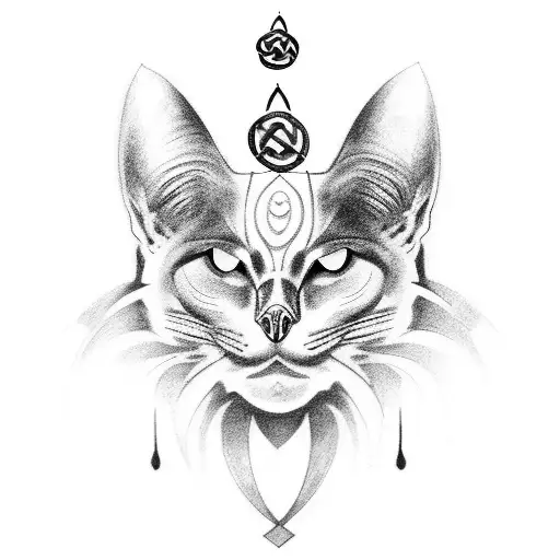 Raven, Black Cat, Celtic tattoo design idea