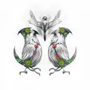 Raven and Black Cat with Celtic design tattoo design idea