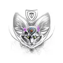 Raven and Black Cat with Celtic design tattoo design idea