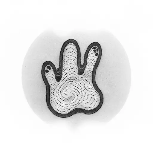 a doggie paw  with a girl hand tattoo design idea