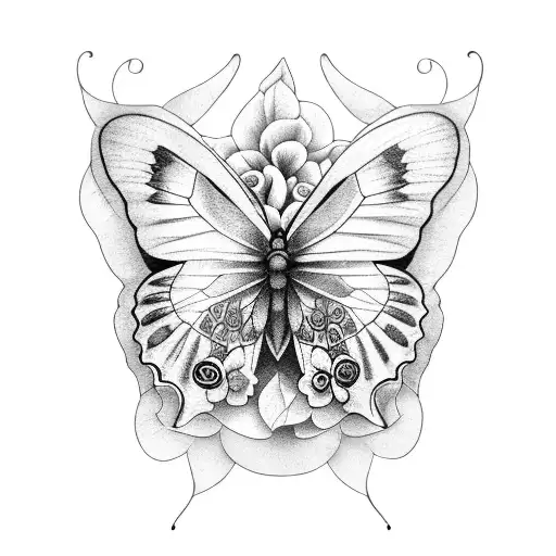 butterlies landing on gardenias tattoo design idea