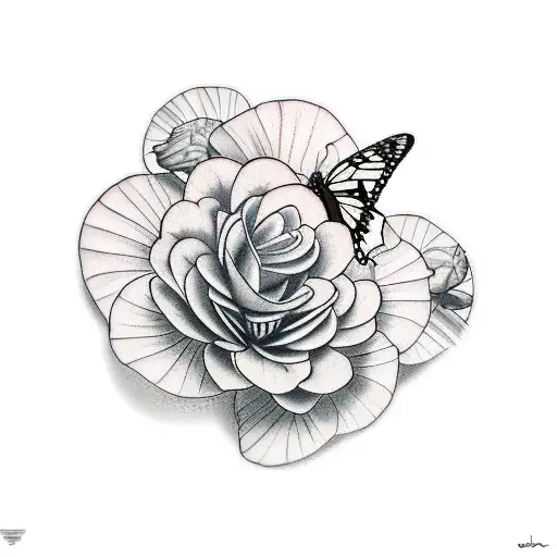 gardenias and butterflies tattoo design idea