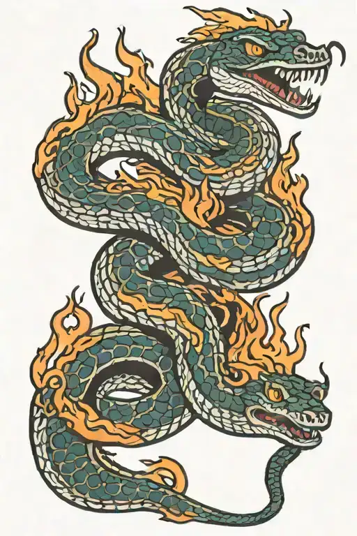 Fire Snake tattoo design idea