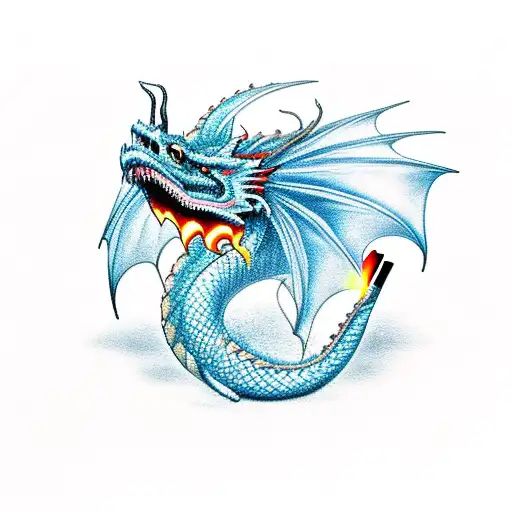 Dragon smoking a blunt tattoo design idea