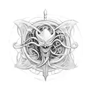 lovecraftian style eldritch horror sword tattoo design idea