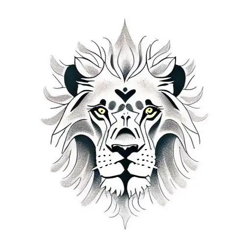 lion, green eyes, word "fear" tattoo design idea
