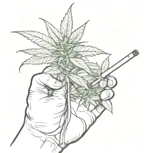 Human give a joint with marijuana  tattoo design idea