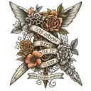 spinal tattoo with flowers writing " no weapon against me shall prosper "  tattoo design idea