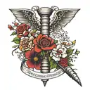 spinal tattoo with flowers writing " no weapon against me shall prosper "  tattoo design idea