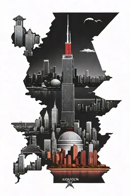Chicago skyline with Jordan logo incorporated tattoo design idea