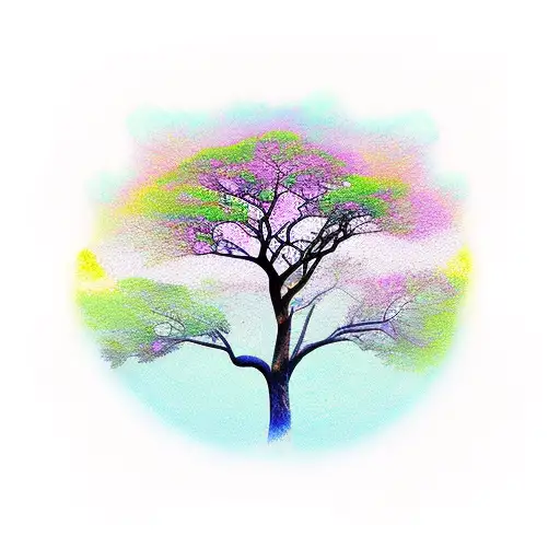 tree combined by a frog tattoo design idea