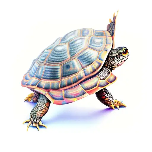 cardboard box turtle tattoo design idea